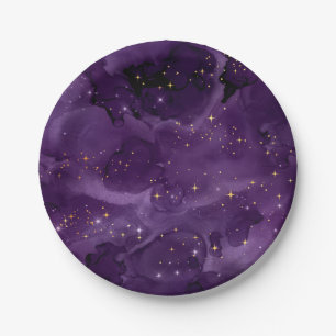 Assiettes En Carton Purple Galaxy Series Design 8