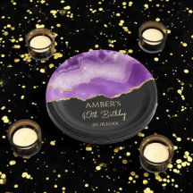Purple Gold Glitter Abstract Watercolor Marble 