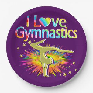 ASSIETTES EN CARTON PURPLE I ADORE GYMNASTICS PURPLE PLAQUES