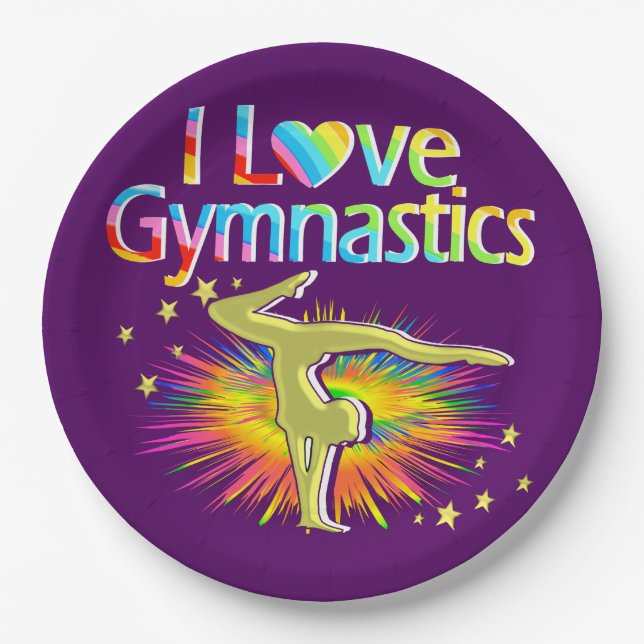 ASSIETTES EN CARTON PURPLE I ADORE GYMNASTICS PURPLE PLAQUES (Devant)