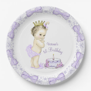 Assiettes En Carton Purple Lavender Princess 1er anniversaire