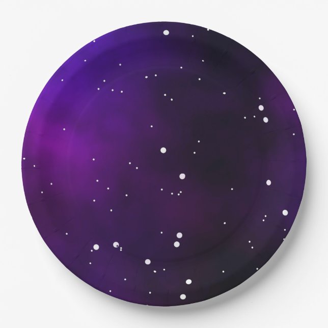Assiettes En Carton Purple Milkyway Galaxy NightSky Anniversaire (Devant)