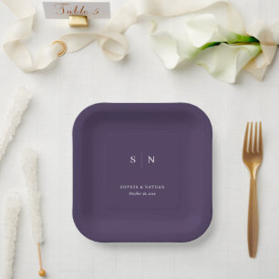 Assiettes En Carton Purple minimal et chic   MARIAGE