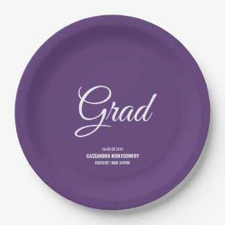Assiettes En Carton Purple Minimaliste Moderne Graduation Party
