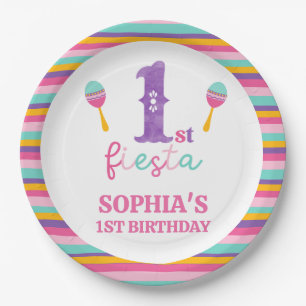 Assiettes En Carton Purple Numéro Fiesta 1er Anniversaire Plaque Papie