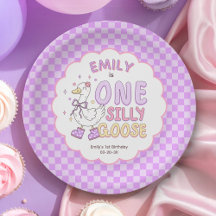 Purple One Silly Goose - Retro Girl First Birthday