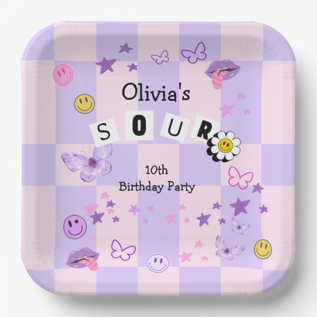 Assiettes En Carton Purple Pop Music Entre Ado Invitation Anniversaire (Recto)