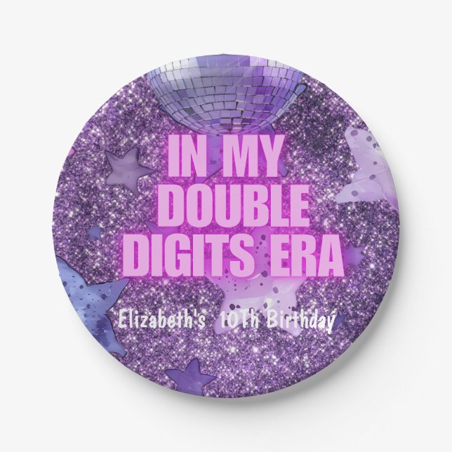 Assiettes En Carton Purple Trendy Dans Mes Double Chiffres Era Anniver (Devant)