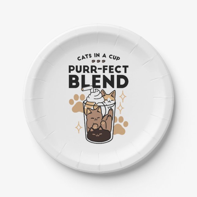 Assiettes En Carton Purr-fect Blend : Cat and Coffee Art for Pet Lover (Devant)