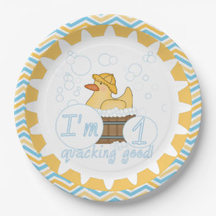 Assiettes En Carton Quacking Good Duck 1er Happy Birthday Plaques de p