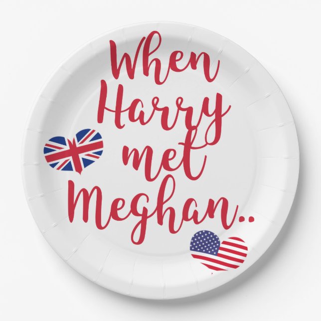 Assiettes En Carton Quand Harry a rencontré Meghan | Fun Mariage royal (Devant)