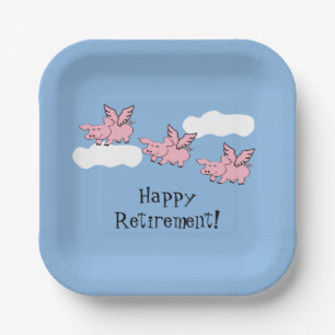 Assiettes En Carton Quand les porcs volent une retraite amusante