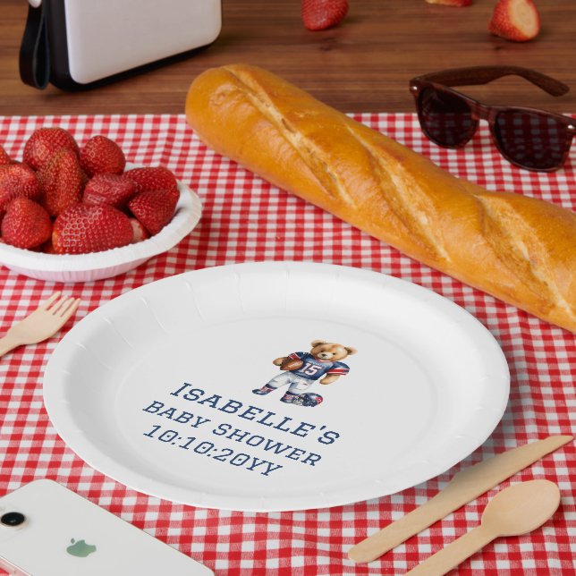 Assiettes En Carton Quarterback Football Teddy Bear Baby shower (Pique-nique)