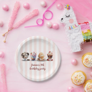 Assiettes En Carton Quatre Faites votre propre crème glacée dimanche A