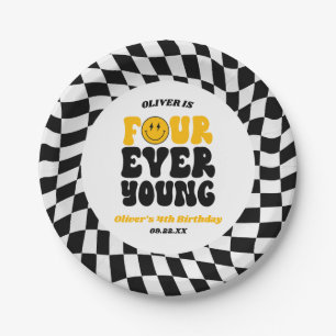 Assiettes En Carton Quatre Forever Young Retro Quatrième 4ème Annivers