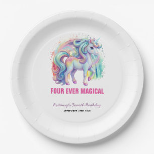 Assiettes En Carton Quatre Jours Magique Pastel Unicorn Quatrième Anni