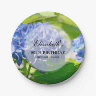 Assiettes En Carton Quatre-vingtième fête d'anniversaire d'hortensia