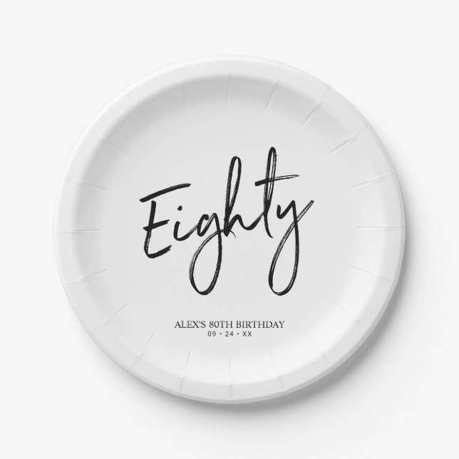 Assiettes En Carton Quatre-vingts lettres modernes 80e fête d'annivers (Devant)