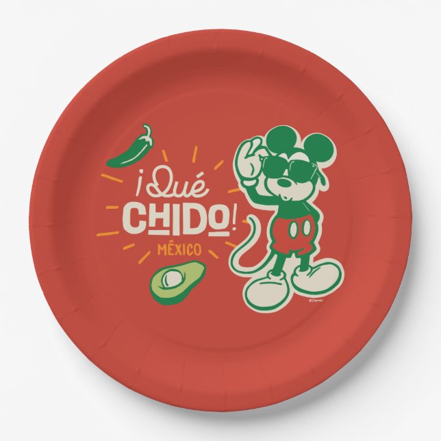 Assiettes En Carton ¡Qué chido! "Tellement cool" Mickey Mouse (Devant)