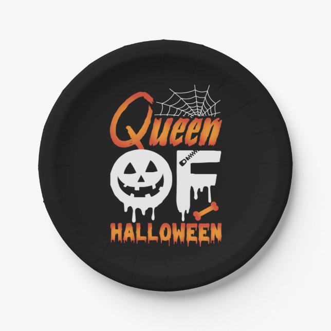 Assiettes En Carton Queen of Halloween (Devant)