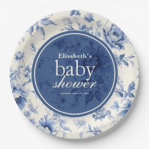 Assiettes En Carton Quelque chose de bleu Floral Baby shower Toile Fra