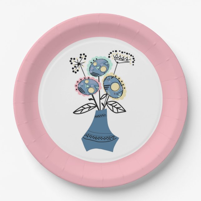 Assiettes En Carton Quilling, fleurs dans le vase (Devant)