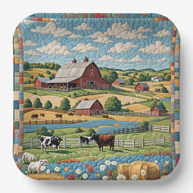 Assiettes En Carton Quilt de ferme (Recto)