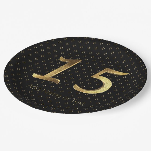 Assiettes En Carton Quinceanera 15e anniversaire 15e anniversaire Or (Angle)