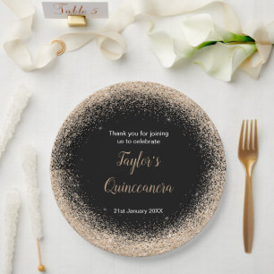 Assiettes En Carton Quinceanera Champagne Faux Parties scintillant