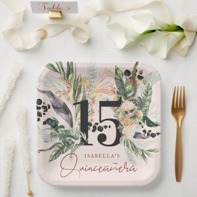 Assiettes En Carton Quinceañera | Verdure & Terra Cotta Jungle (Mariage)