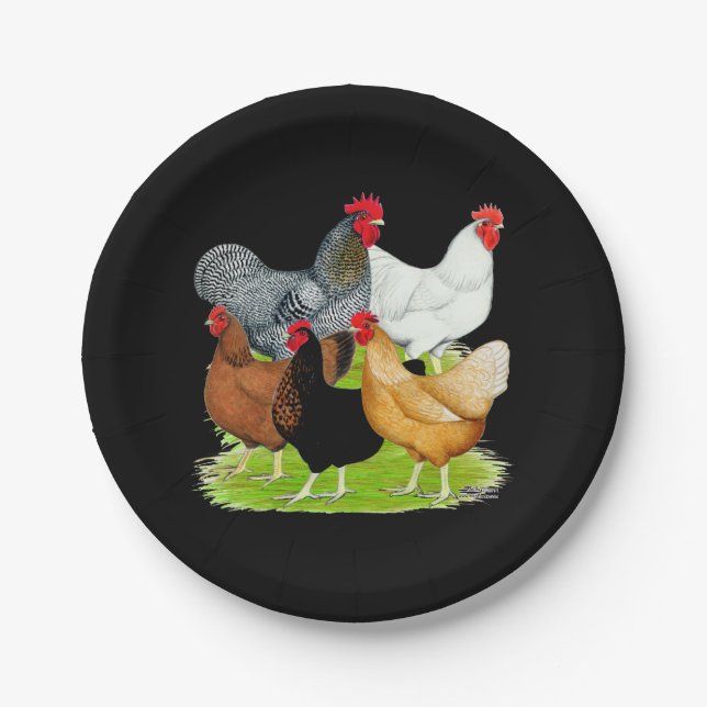 Assiettes En Carton Quintette de poulet liée au sexe (Devant)