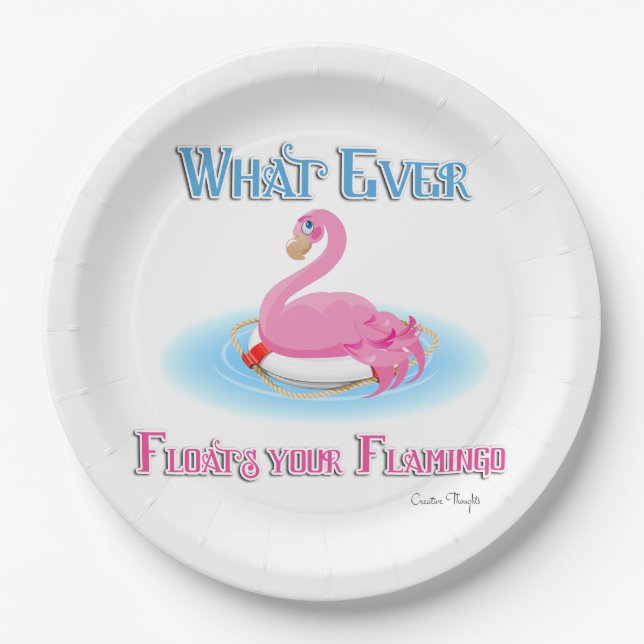 Assiettes En Carton Quoi qu'il flotte votre Flamant rose 2 (Devant)
