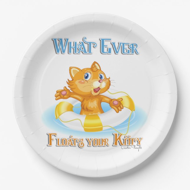 Assiettes En Carton Quoi qu'il flotte votre Kitty (Devant)