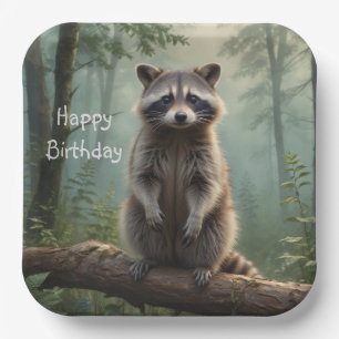 Assiettes En Carton Raccoon en forêt