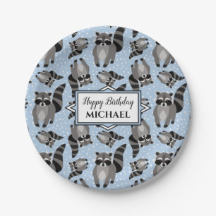 Assiettes En Carton Raccoons Custom Boy's Birthday Party