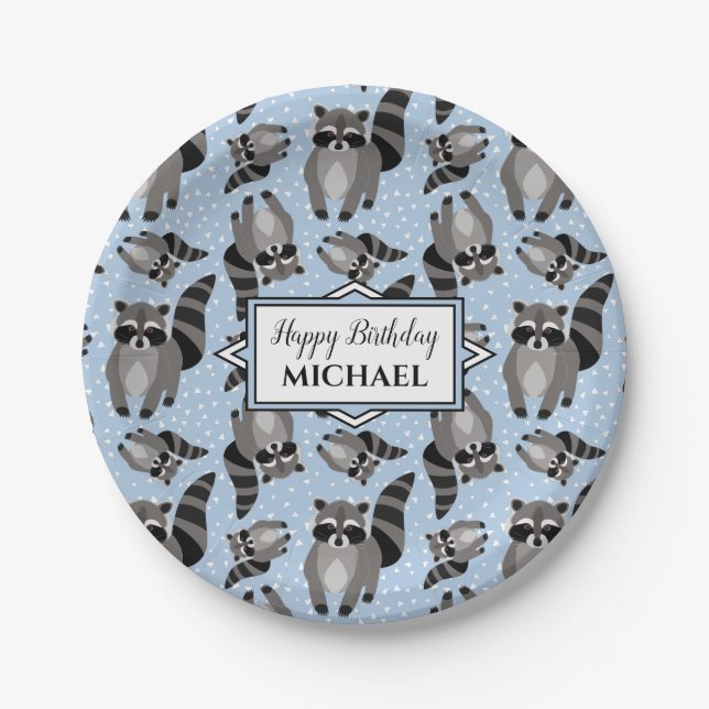 Assiettes En Carton Raccoons Custom Boy's Birthday Party (Devant)