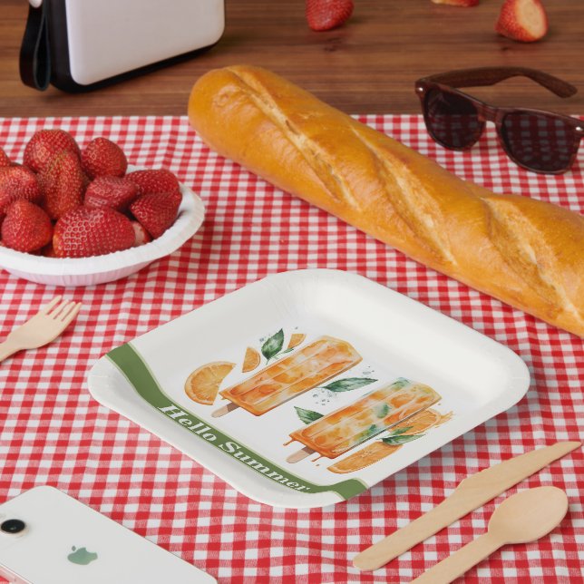 Assiettes En Carton Rafraîchir les cépages orange, BONJOUR ÉTÉ (Pique-nique)