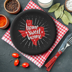 Assiettes En Carton Raider Red and Black Home, Sweet Home - Texas