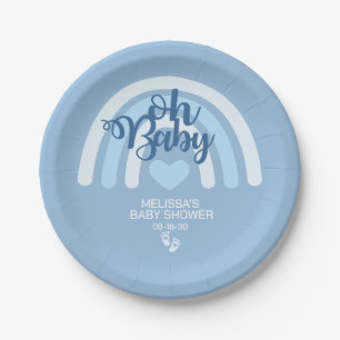 Assiettes En Carton Rainbow Baby Boys Personnalisé Blue Heart