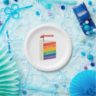 Assiettes En Carton Rainbow Cake Joyeux anniversaire Faire un voeu