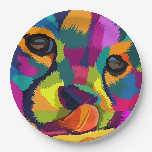 Assiettes En Carton Rainbow Cheetah (Devant)