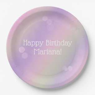 Assiettes En Carton Rainbow Fairy Lights Fille fête d'anniversaire