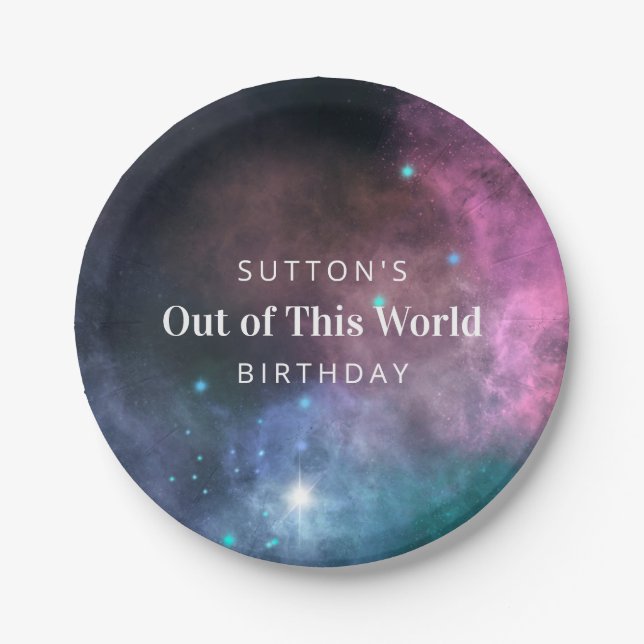 Assiettes En Carton Rainbow Galaxy Anniversaire (Devant)