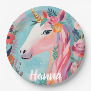 Assiettes En Carton Rainbow Pastel Dream Unicorn