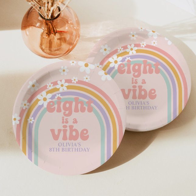 Assiettes En Carton Rainbow Pastel Eight est un Vibe 8e anniversaire (Créateur téléchargé)