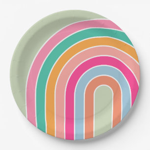Assiettes En Carton Rainbow Pastel Green