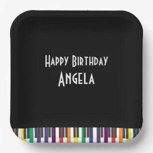 Assiettes En Carton Rainbow Piano Keys fête d'anniversaire