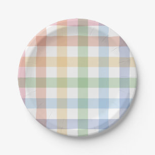 Assiettes En Carton Rainbow plaid mignon pastel simple en vichy