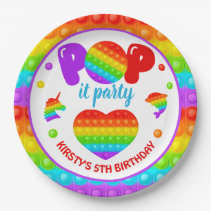 Assiettes En Carton Rainbow Pop It Fidget Toy Anniversaire