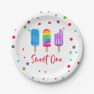 Assiettes En Carton Rainbow Pop Sweet Un 1er anniversaire